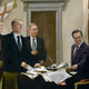 An artist’s depiction of the momentous signing of the Declaration of Dependence.